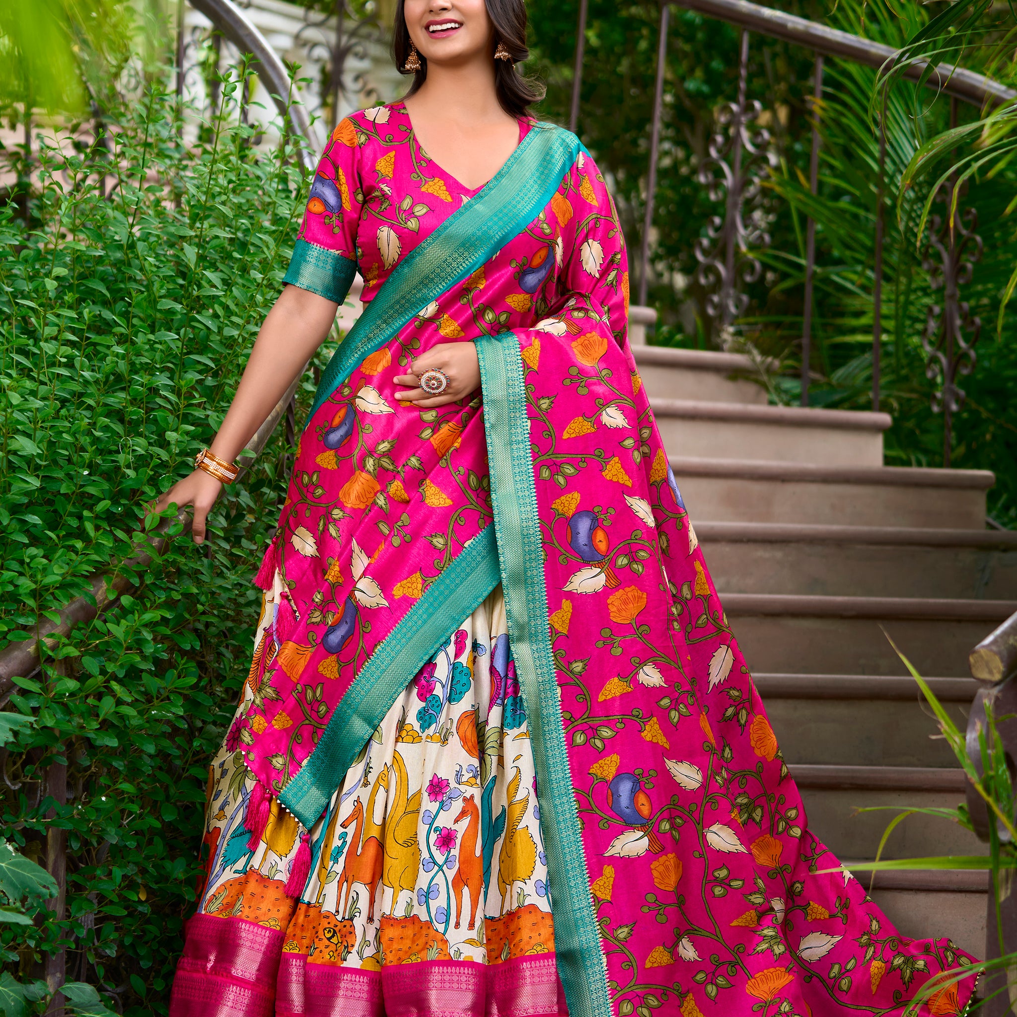 TILTON PREMIUM BOLD HERITAGEKALAMKARI DOLA SILK LEHENGA WITH DUPATTA