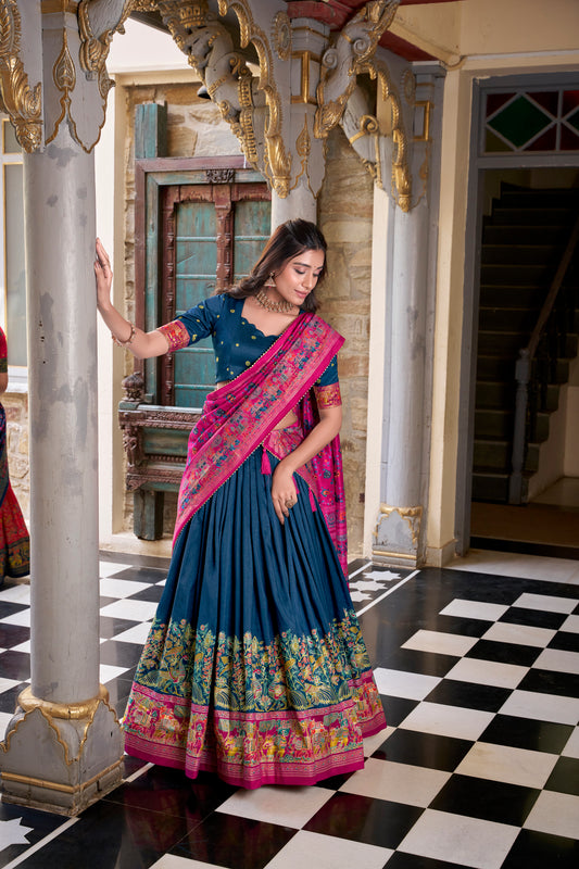 TILTON FESTIVAL SPECIAL TUSSAR SILK LEHENGA CHOLI WITH DUPATTA