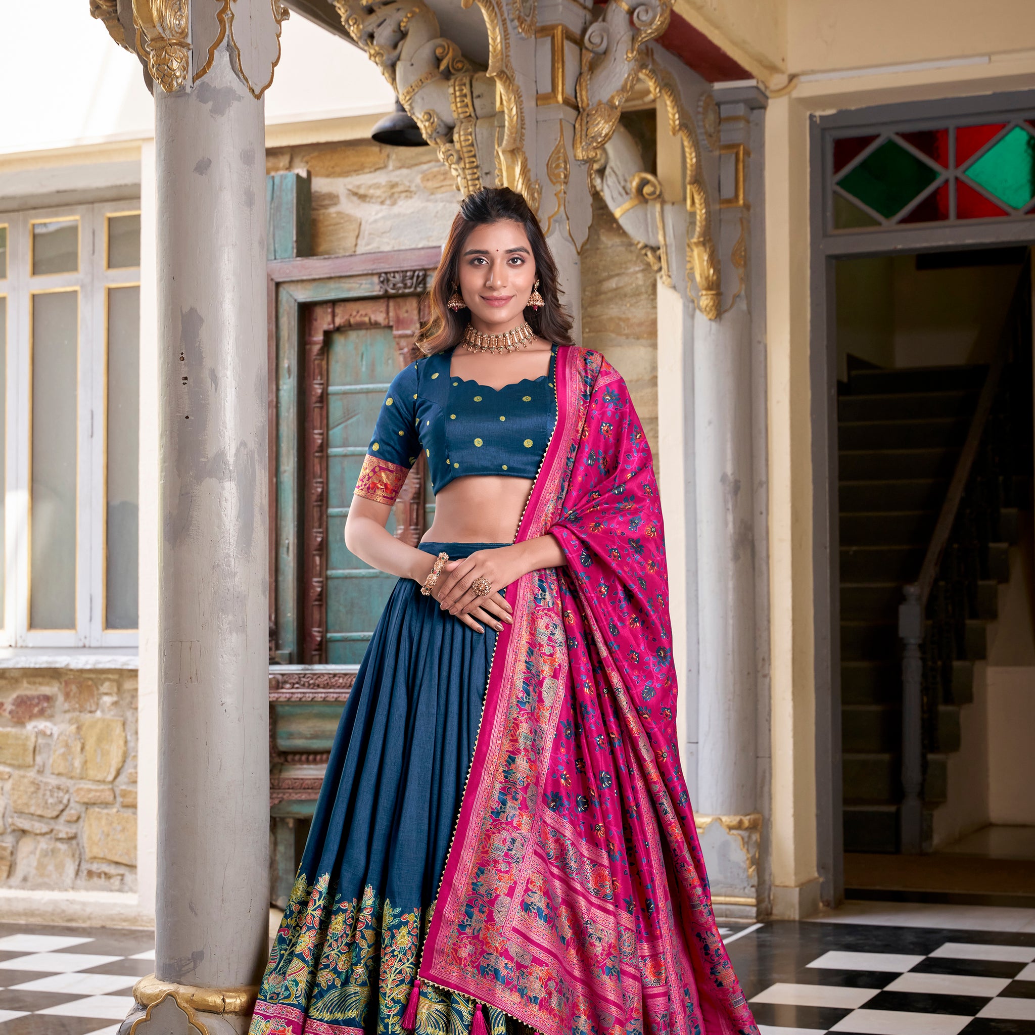 TILTON FESTIVAL SPECIAL TUSSAR SILK LEHENGA CHOLI WITH DUPATTA