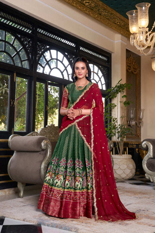 TILTON KANCHIPURAM PRINTED LEHENGA CHOLI WITH DUPATTA