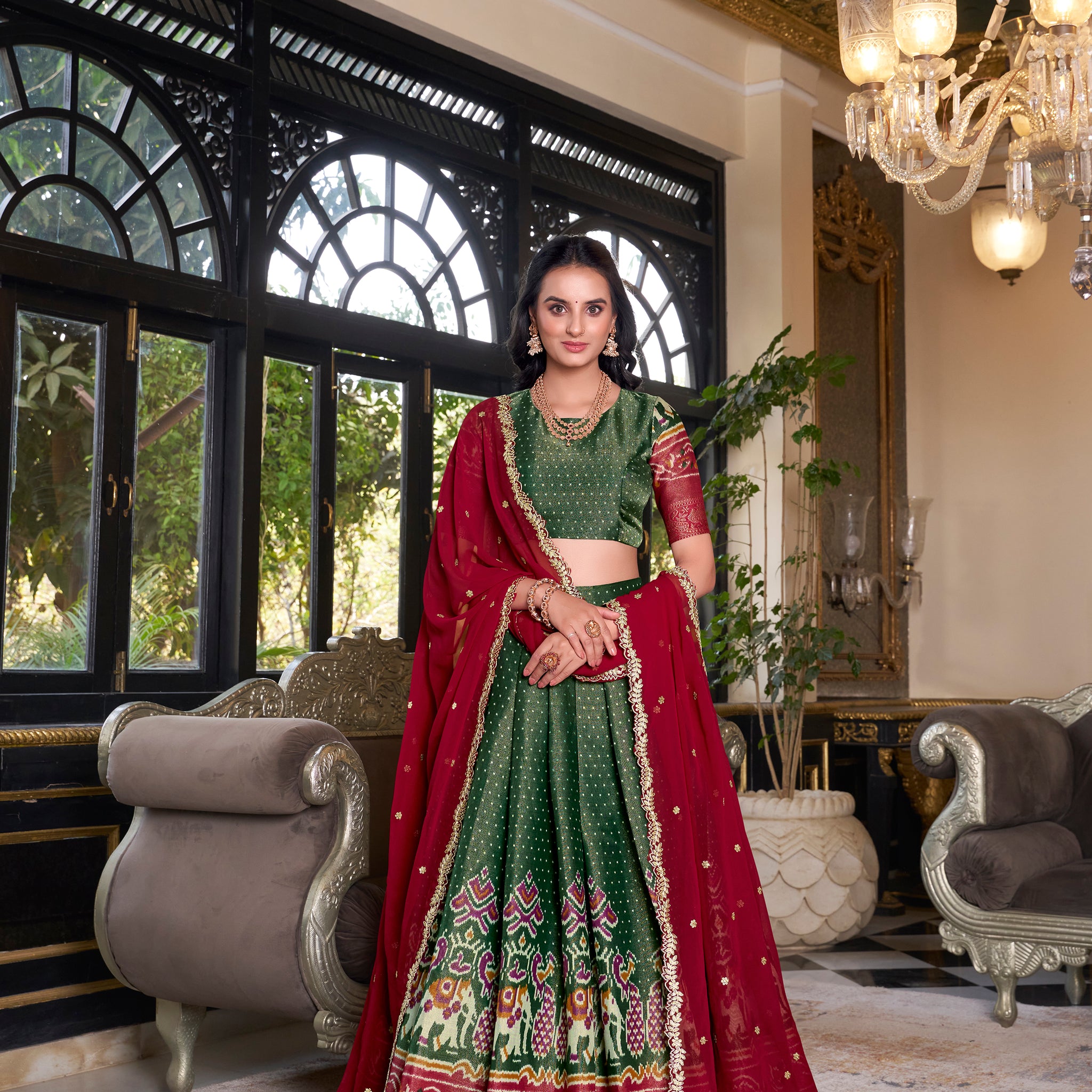 TILTON KANCHIPURAM PRINTED LEHENGA CHOLI WITH DUPATTA