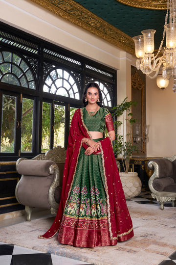 TILTON KANCHIPURAM PRINTED LEHENGA CHOLI WITH DUPATTA