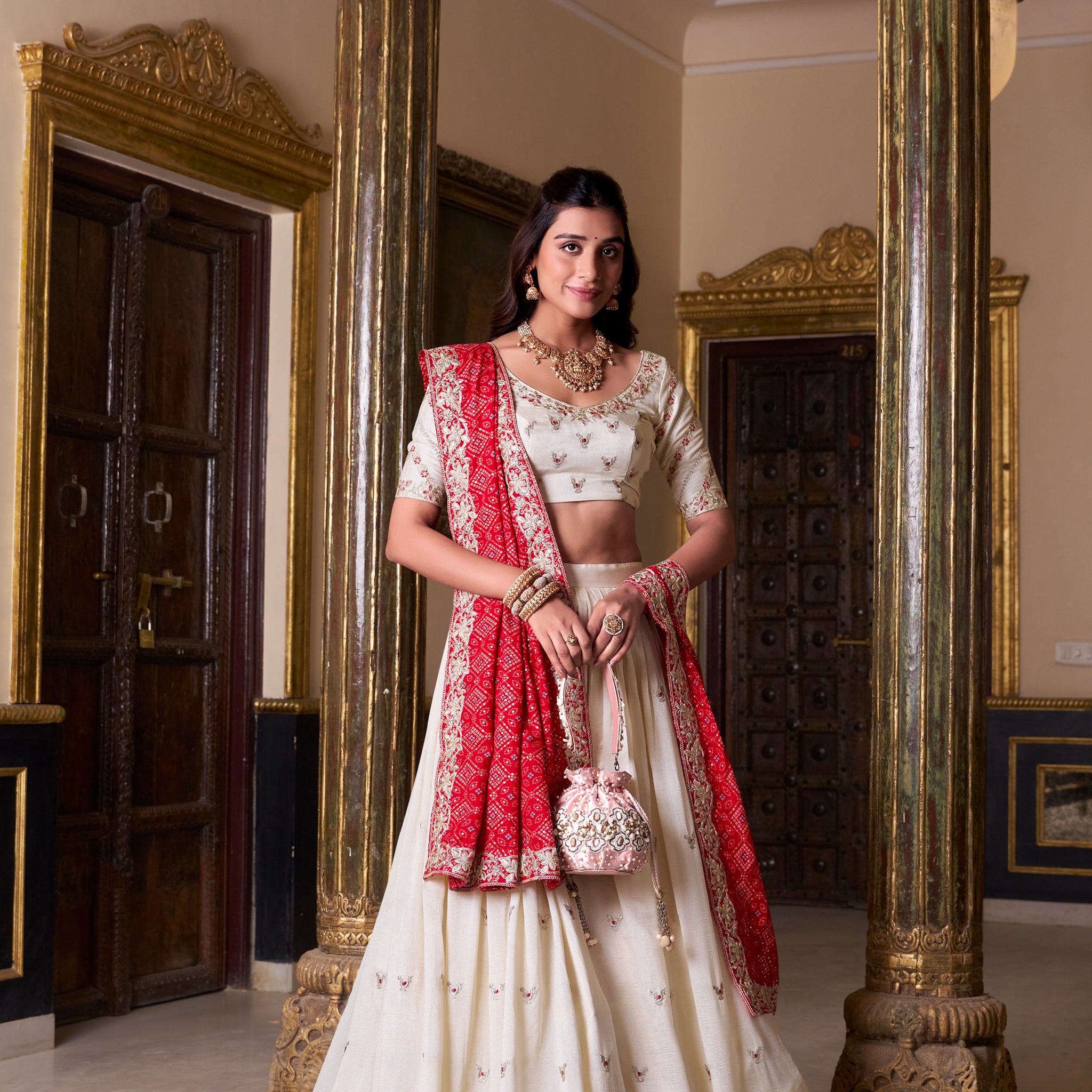 TILTON VICHITRA SILK EMBROIDERED LEHENGA CHOLI WITH BADHEJ PRINT DUPATTA