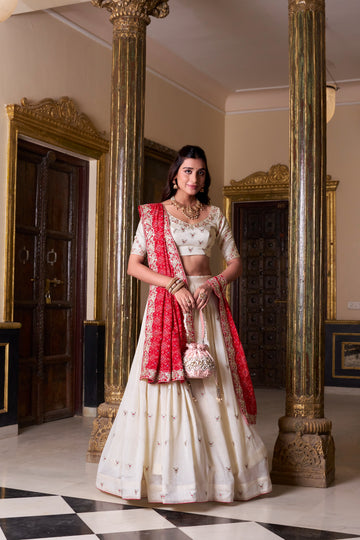 TILTON VICHITRA SILK EMBROIDERED LEHENGA CHOLI WITH BADHEJ PRINT DUPATTA