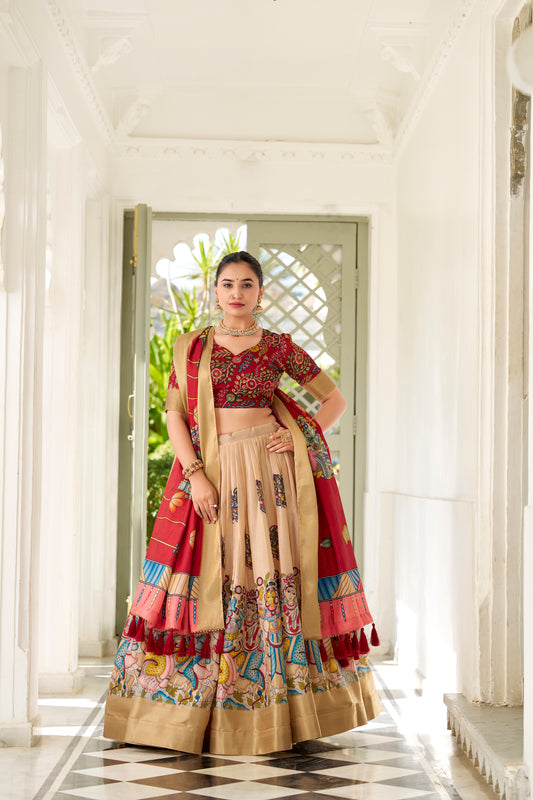 TILTON WEDDING SPECIAL KALAMKARI PRINTED LEHENGA CHOLI