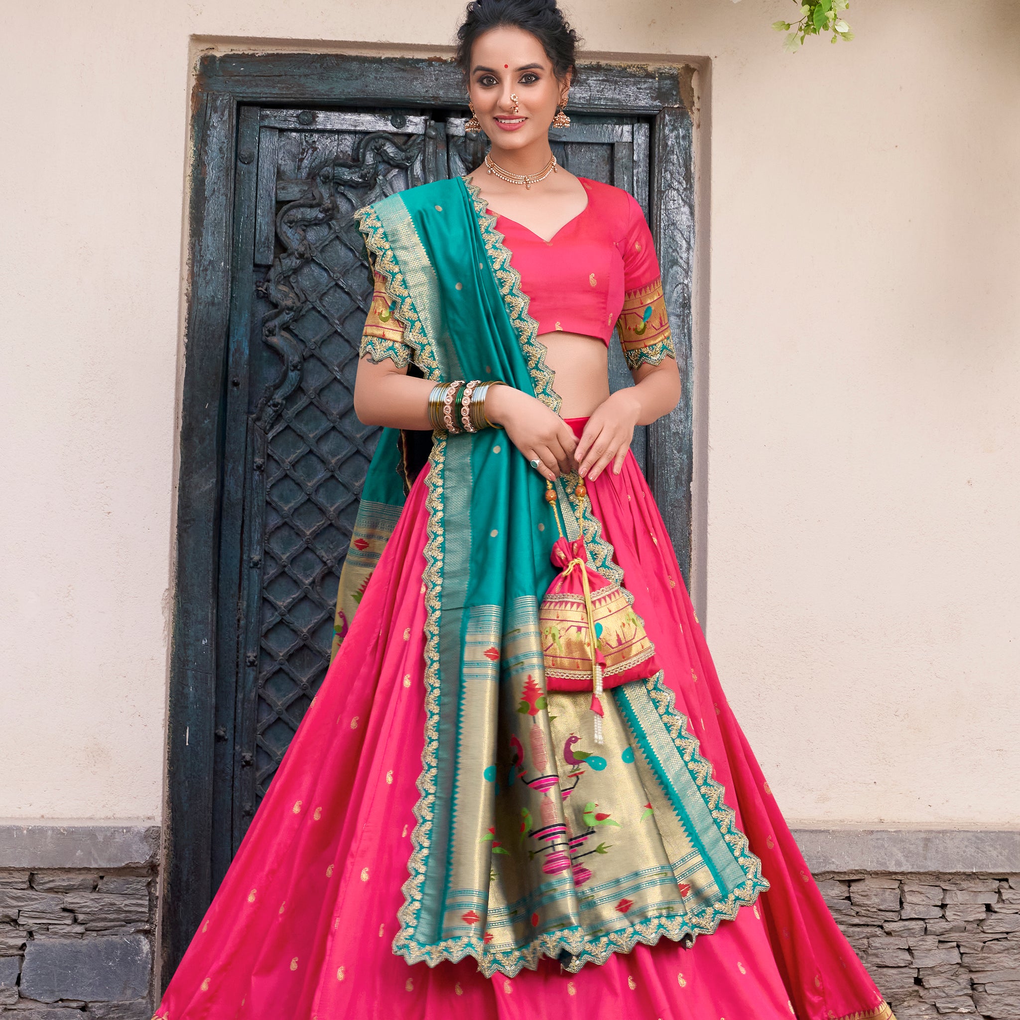 TILTON JACQUARD SILK PAITHANI LEHENGA CHOLI WITH DUPATTA