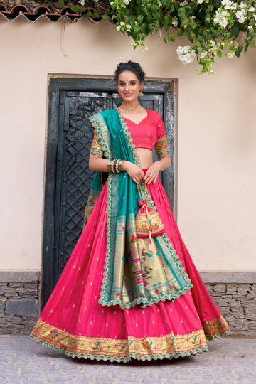TILTON JACQUARD SILK PAITHANI LEHENGA CHOLI WITH DUPATTA