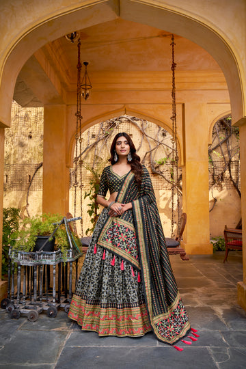 TILTON OCCASION SPECIAL TASAR SILK SPARKLE LACE LEHENGA CHOLI WITH DUPATTA