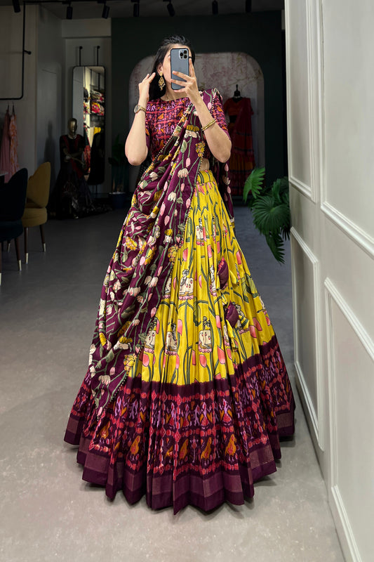 Tilton Heritage and Elegance with Our Pichwai and Patola Printed Combination Tussar Silk Lehenga Choli