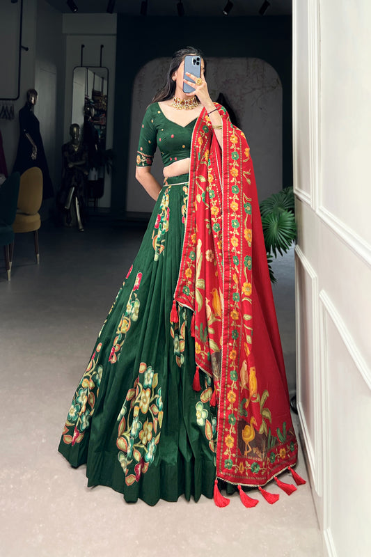 TILTON TUSSAR SILK LEHENGA CHOLI WITH DUPATA