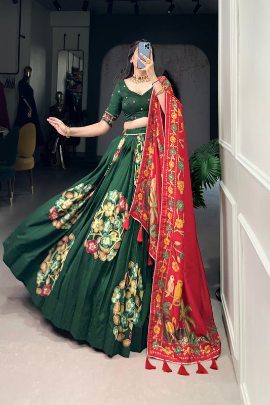 TILTON TUSSAR SILK LEHENGA CHOLI WITH DUPATA