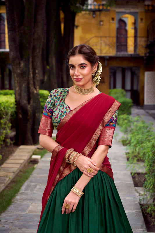 TILTON AASTHA SILK PRINTED ZARI WEAVING LEHENGA CHOLI WITH DUPATTA