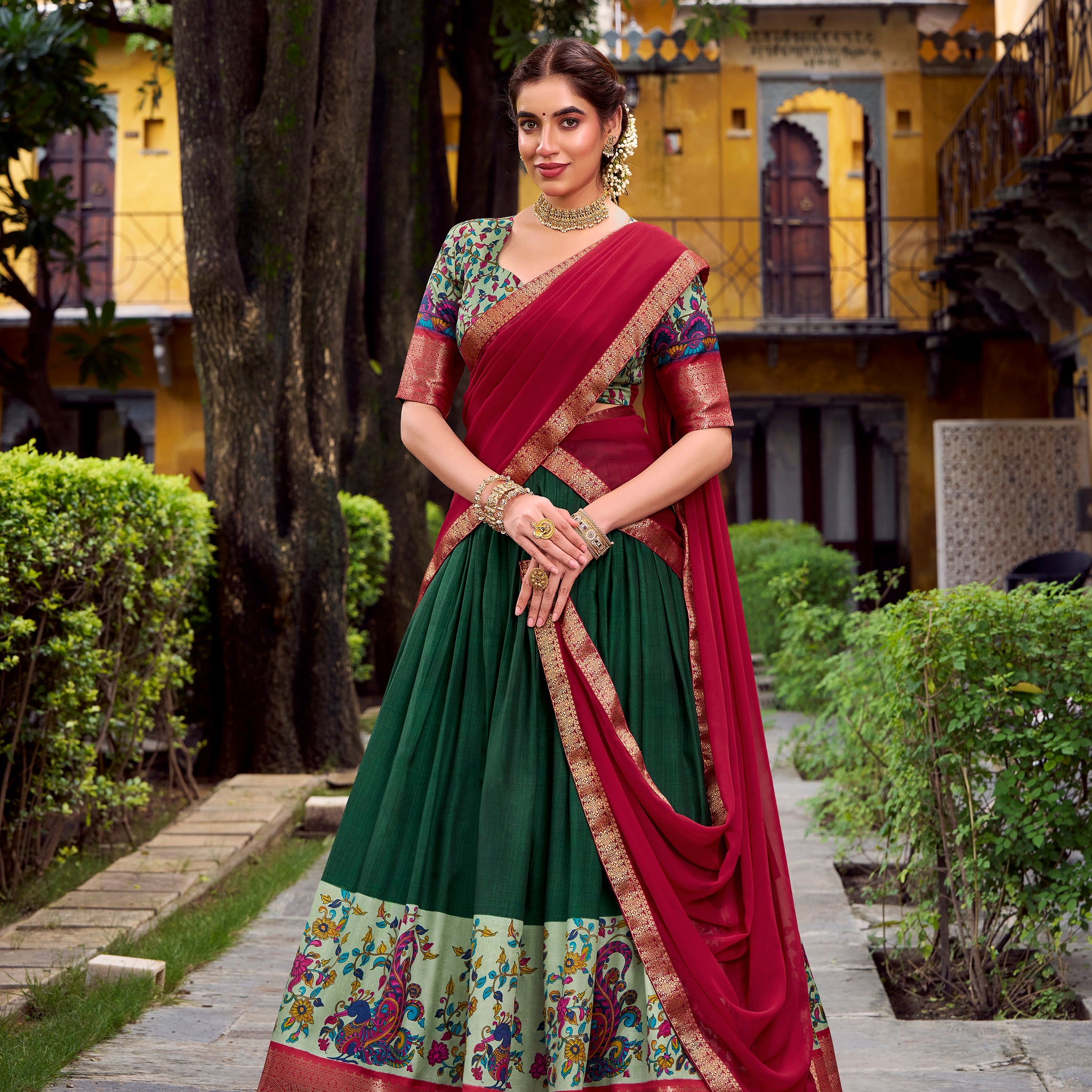 TILTON AASTHA SILK PRINTED ZARI WEAVING LEHENGA CHOLI WITH DUPATTA