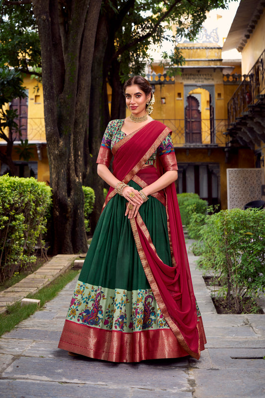 TILTON AASTHA SILK PRINTED ZARI WEAVING LEHENGA CHOLI WITH DUPATTA