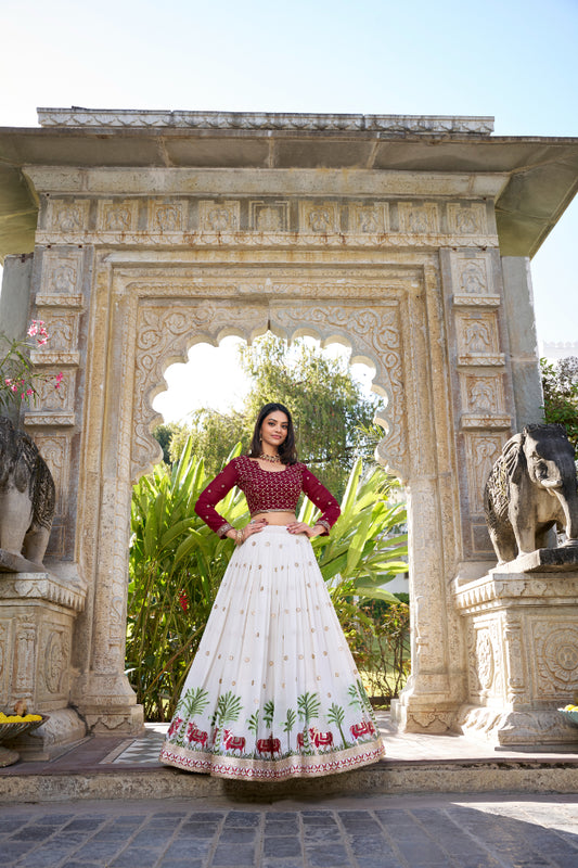 TILTON WEDDING SPECIAL GEORGETTE THREAD EMBROIDERED LEHENGA CHOLI