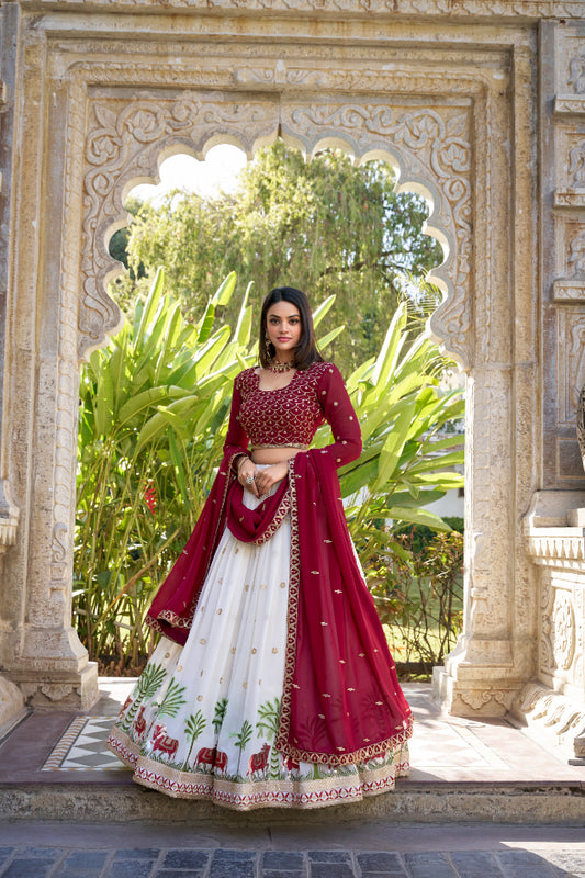 TILTON WEDDING SPECIAL GEORGETTE THREAD EMBROIDERED LEHENGA CHOLI