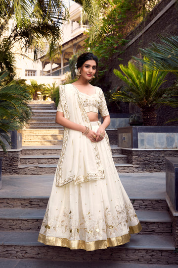 TILTON SILVER GLOSY SEQUINS EMBROIDERED LEHENGA CHOLI WITH DUPATTA