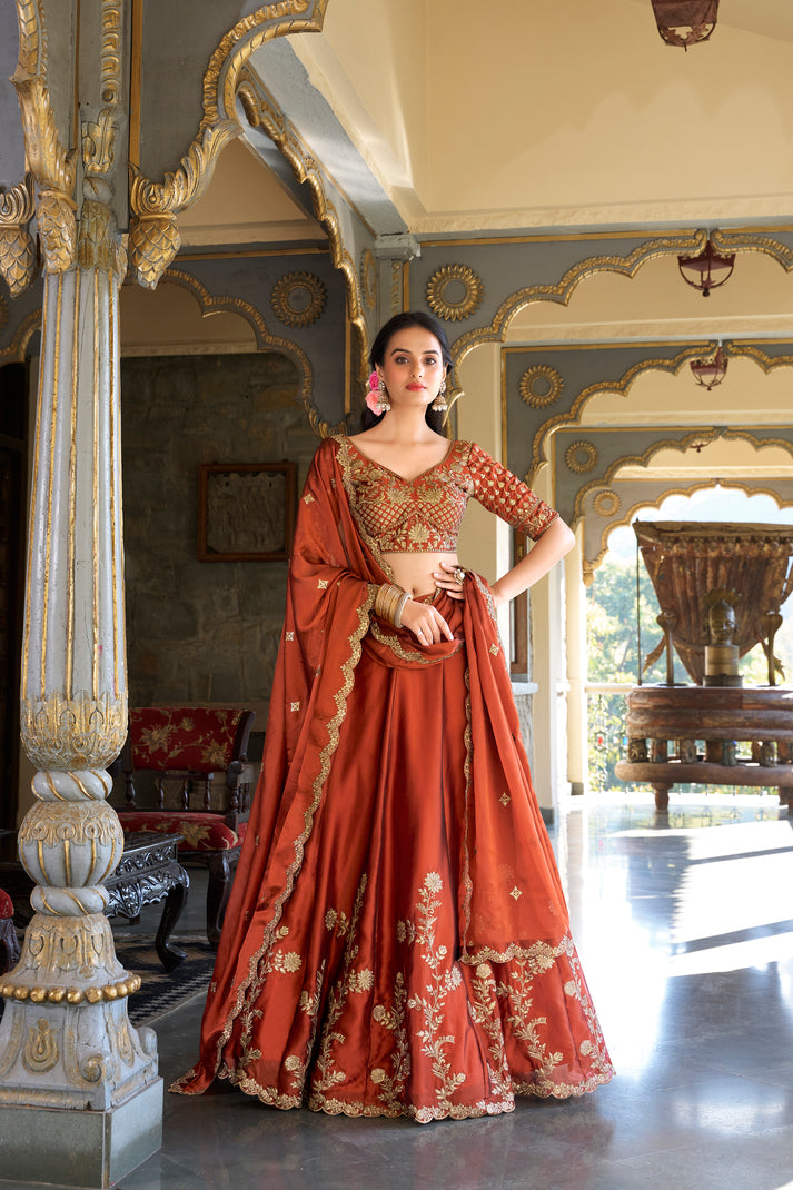 TILTON WEDDING SPECIAL RANGOLI SILK SEQUINS AND THREAD EMBROIDERED LEH