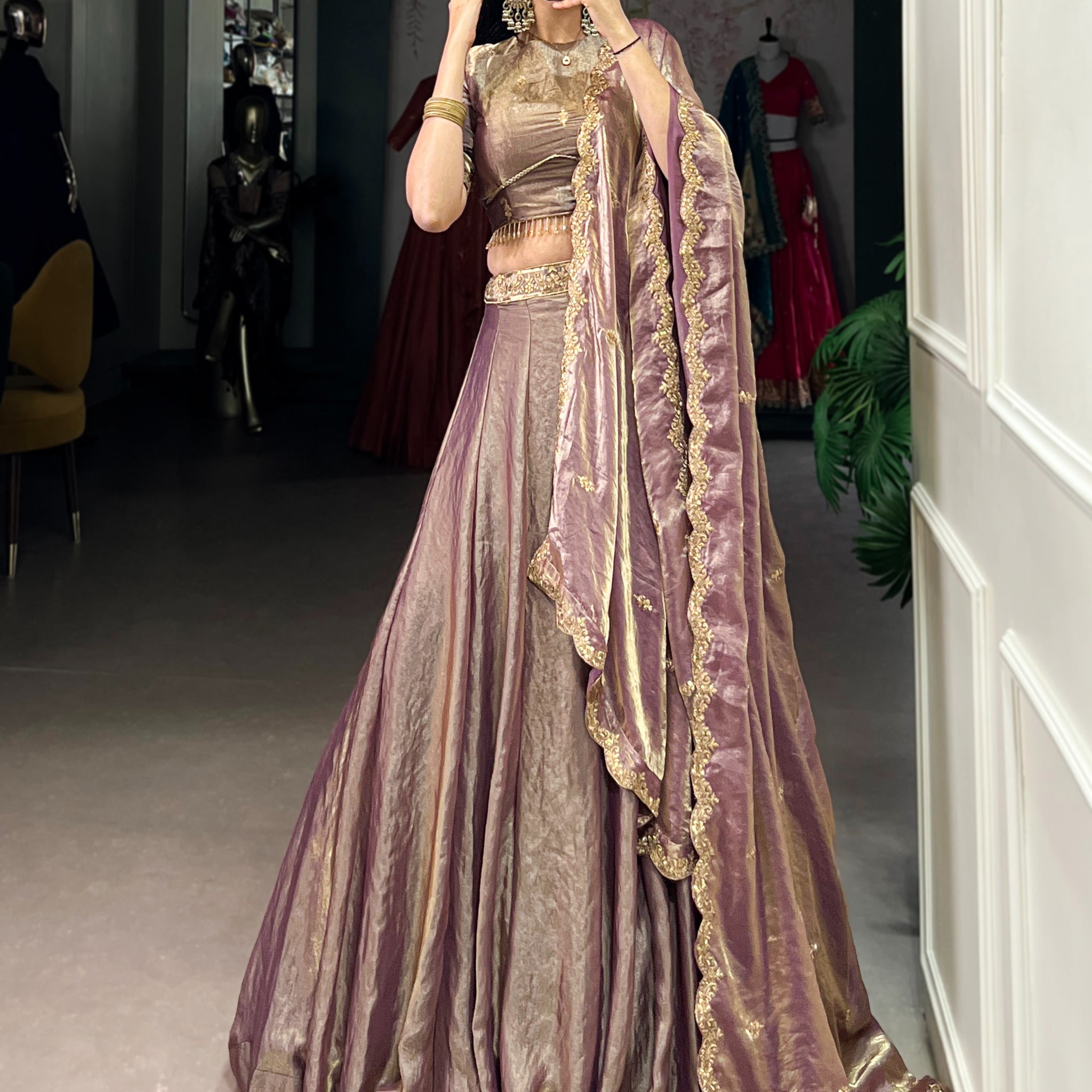 TILTON FESTIVAL SPECIAL FENDI SEQUINS EMBROIDERED LEHENGA CHOLI WITH DUPATTA