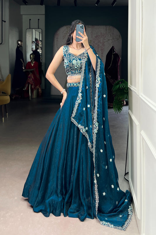 TILTON FESTIVAL SPECIAL FENDI SEQUINS AND THREAD EMBROIDERED LEHENGA CHOLI WITH DUPATTA