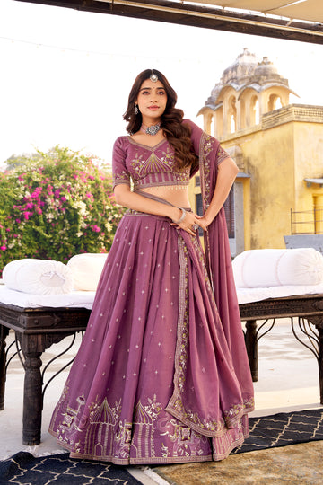 TILTON WEDDDING SPECIAL CHOCKLATE CRUSH SEQUINS AND EMBROIDERED LEHENGA CHOLI WITH DUPATTA