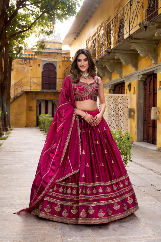 TILTON WEDDING SPECIAL RANGOLI SILK SEQUINS AND THREAD EMBROIDERED LEHENGA CHOLI WITH DUPATTA