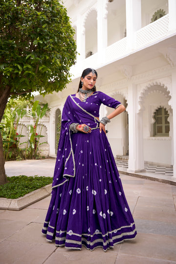 TILTON PURE CHANDERI BHANDHEJ PRINT LEHENGA CHOLI WITH DUPATTA
