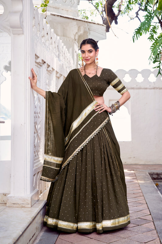 TILTON NAVRATRI SPECIAL PURE CHANDERI ZARI WEAVING LEHENGA CHOLI WITH DUPATTA