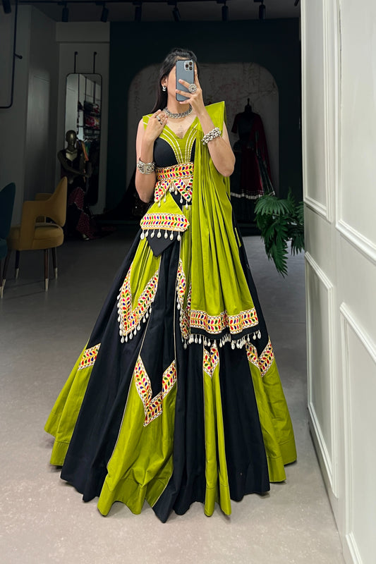 TILTON NAVRATRI SPECIAL PURE COTTON GAMTHI WORK LEHENGA CHOLI WITH DUPATTA