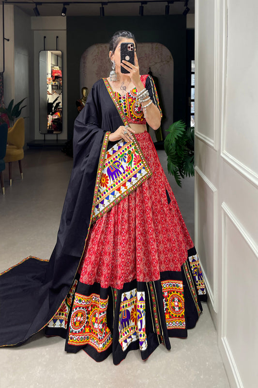 TILTON NAVRATRI SPECIAL GAMTHI WORK AND MIRROR WORK LEHENGA CHOLI SET