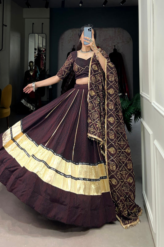 TILTON NAVRATRI SPECIAL GEORGETTE LEHENGA CHOLI WITH PAPER MIRROR LACE