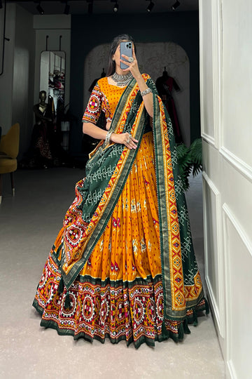 TILTON NAVRATRI SPECIAL TUSSAR SILK IKKAT PATOLA PRINT LEHENGA CHOLI