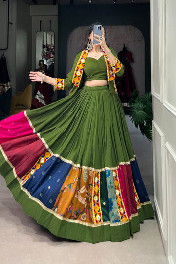 TILTON NAVRATRI SPECIAL PURE RAYON GAMTHI PATCH WORK LEHENGA CHOLI