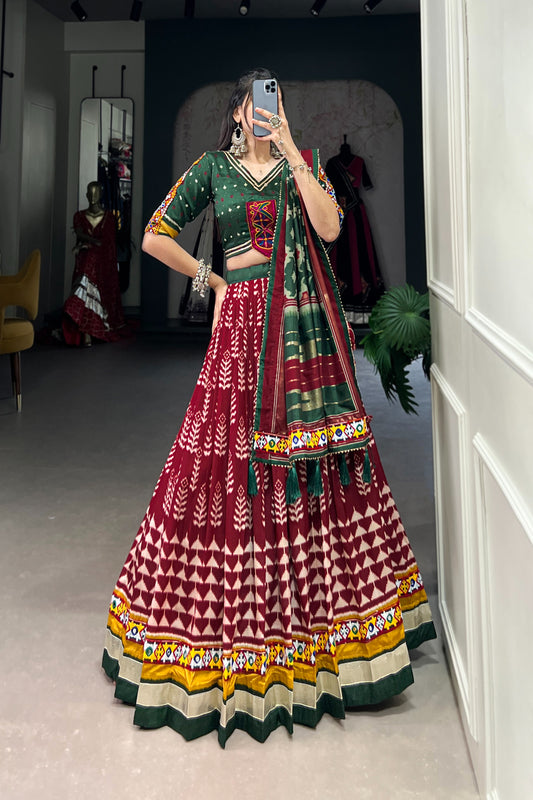 TILTON NAVRATRI SPECIAL DOLA SILK MIRROR WORK LEHENGA CHOLI