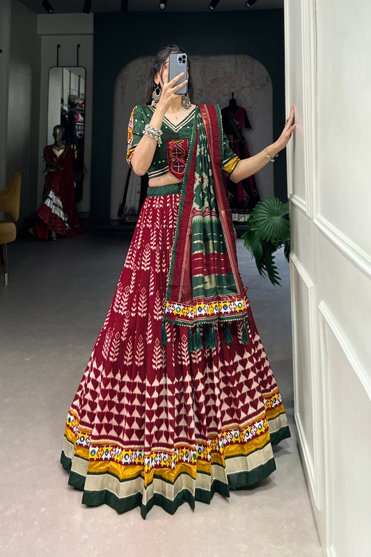 TILTON NAVRATRI SPECIAL DOLA SILK MIRROR WORK LEHENGA CHOLI