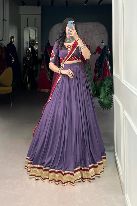TILTON NAVRATRI SPECIAL GAMTHI WORK PURE RAYON LEHENGA CHOLI WITH DUPATTA