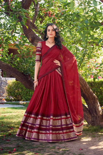 TILTON  PURE CHANDERI LEHENGA CHOLI WITH DUPATTA