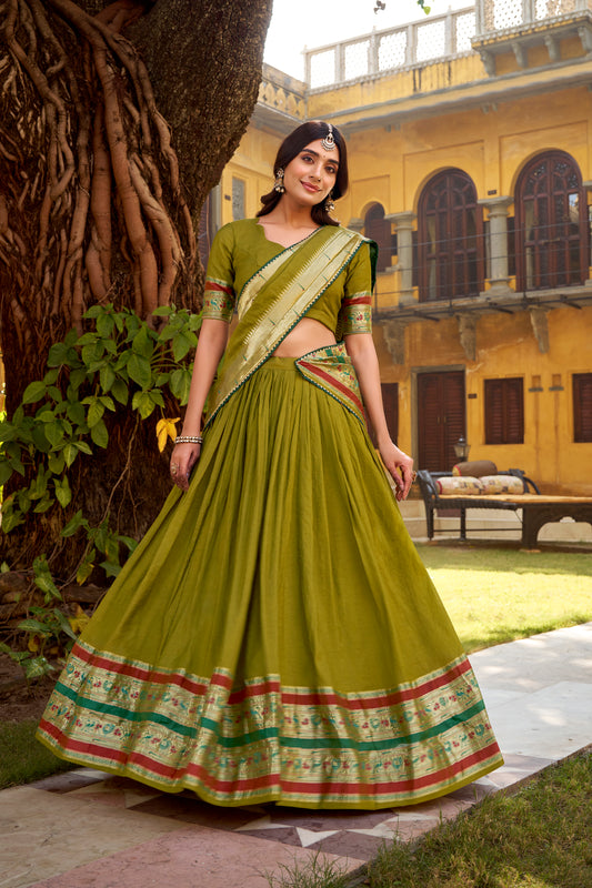 TILTON OCCASION SPECIAL PURE CANDERI ZARI WEAVING LEHENGA CHOLI WITH DUPATTA