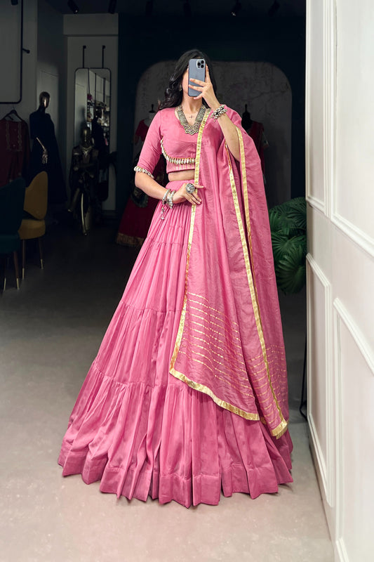 TILTON NAVRATRI SPECIAL PURE CHANDERI PLAIN LEHENGA CHOLI WITH DUPATTA