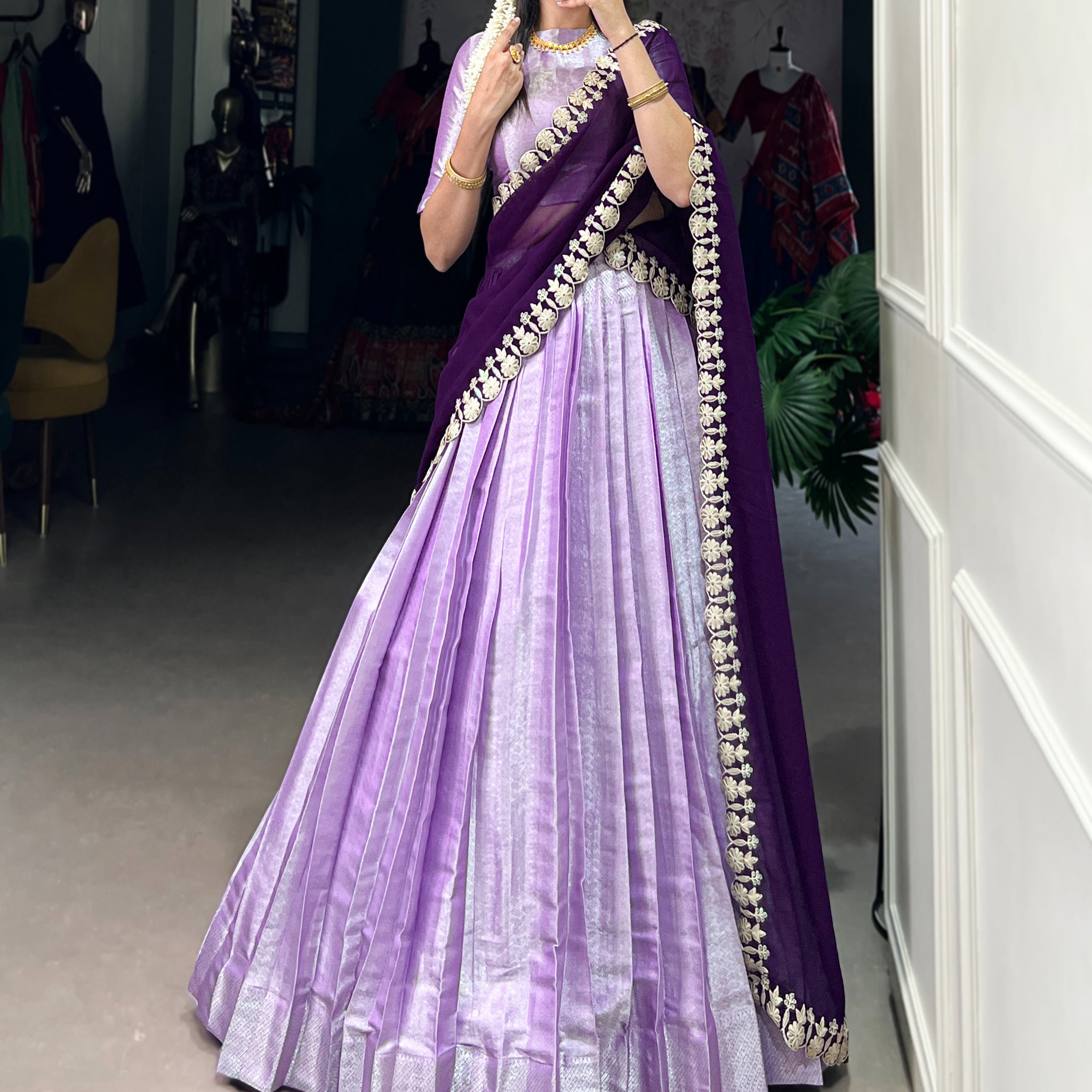 TILTON JEQUARD SILK LEHENGA CHOLI WITH DUPATTA