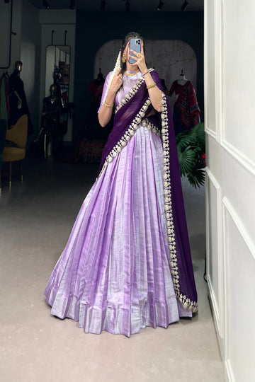 TILTON JEQUARD SILK LEHENGA CHOLI WITH DUPATTA