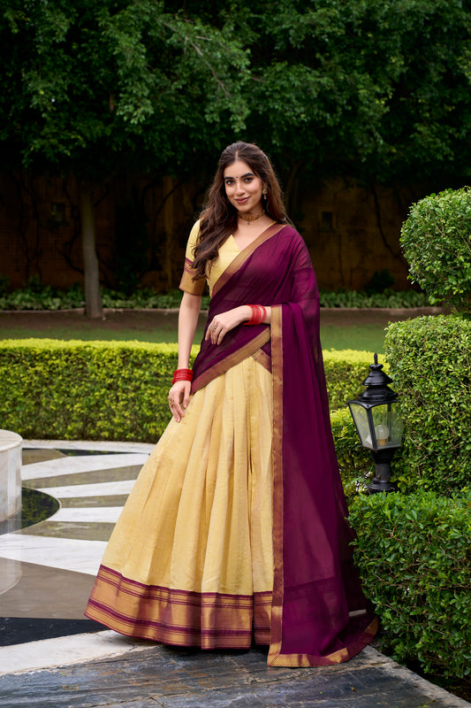 TILTON KANCHIPURAM ZARI WEAVING WORK LEHENGA CHOLI