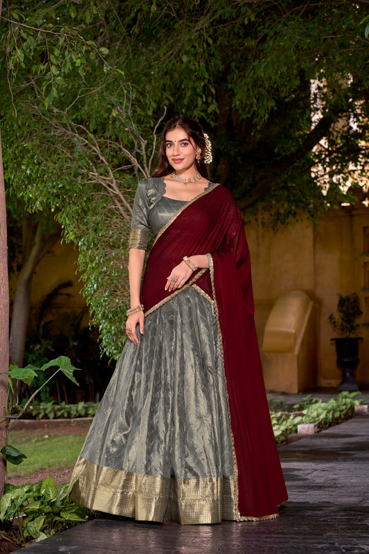 TILTON DUPIAN SILK ZARI WEAVING LEHENGA CHOLI WITH DUPATTA