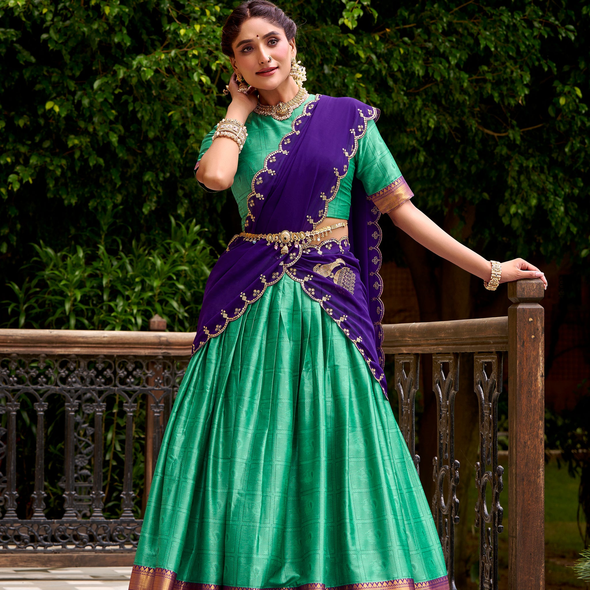 TILTON PONGAL SPECIAL POLY COTTON ZARI WEAVING WORKED LEHENGA CHOLI