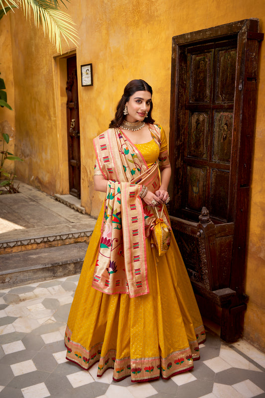 TILTON WEDDING SPECIAL SILK PAITHANI ZARI WEAVING LEHENGA CHOLI WITH DUPATTA