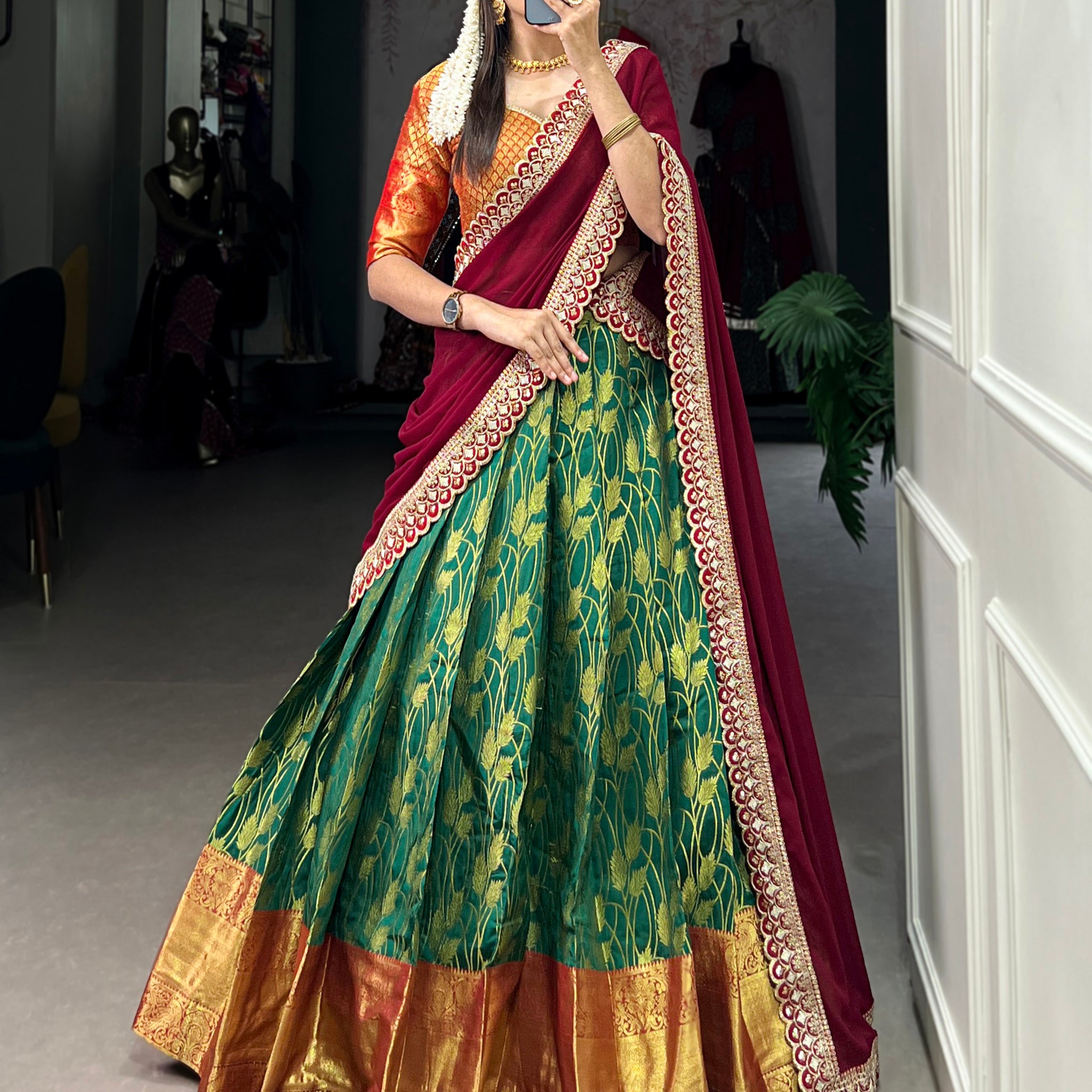 TILTON FESTIVAL SPECIAL JACQUARD SILK LEHENGA CHOLI