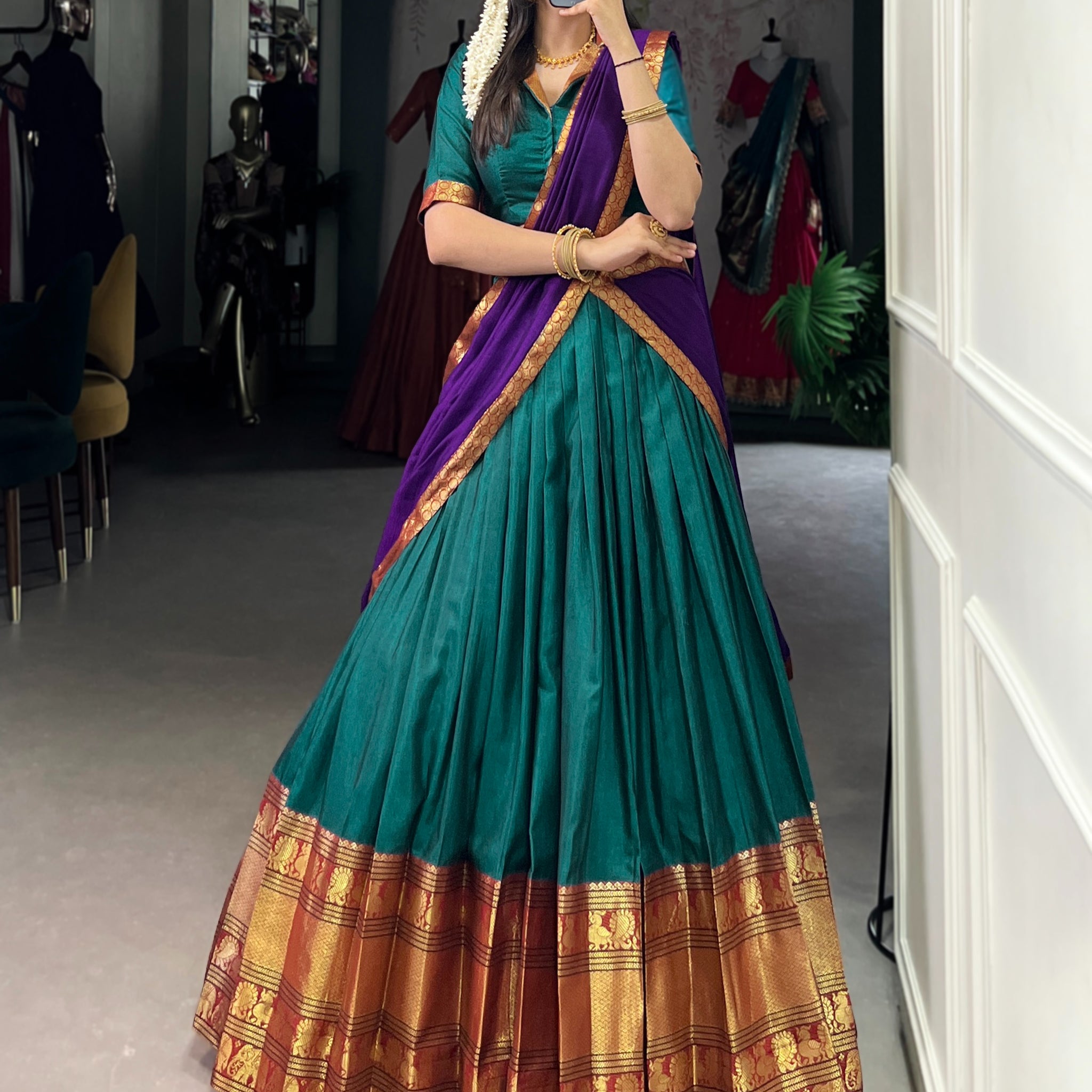 TILTON NARAYAN PET ZARI WEAVING LEHENGA CHOLI WITH VICHITRA SILK DUPATTA