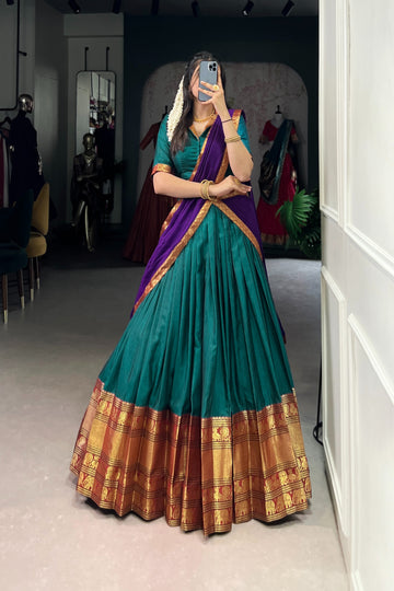 TILTON NARAYAN PET ZARI WEAVING LEHENGA CHOLI WITH VICHITRA SILK DUPATTA