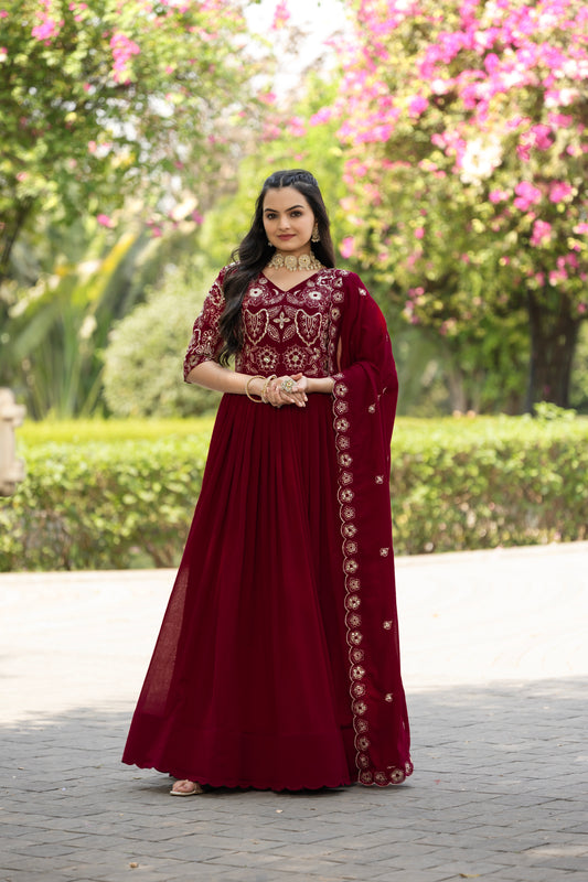 TILTON SHIMMER VICHITRA SEQUENCE EMBROIDERED GOWN WITH DUPATTA