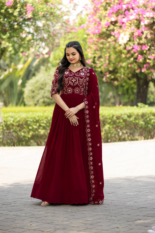TILTON SHIMMER VICHITRA SEQUENCE EMBROIDERED GOWN WITH DUPATTA